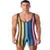 Lejafay Men's One Piece Swimsuit Bikini Water Sports Super Speed Dry Charm Men Surfing Clothes Striped Rainbow Medium view 1