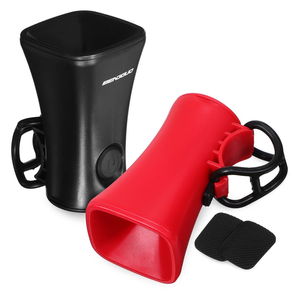 BESPORTBLE 2pcs Electric Bike Horn Compact and Portable Outdoor Riding Squeeze Bugle Easy Installation Black Red Loud Sound for Mountain Biking and Cycling Safety