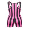 TiaoBug Men's One Piece Swimsuit Bikini Striped Wrestling Singlet Bodysuit Jumpsuit Sportwear Hot Pink Medium view 4