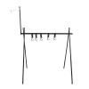 QUKAN Collapsible Camping Cookware Hanging Rack with Hooks Lantern Stand Holder Outdoor BBQ Tool Clothes Storage Hanger Stand Organizer view 1