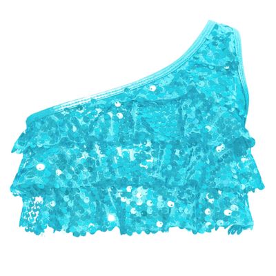 Lorilida Kids Girls Shiny Sequins Metallic Crop Tank Top Vest for Jazz Hip Hop Street Dance Perfotmance Competition Light Blue 4 Years