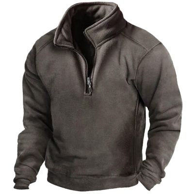 ZYXTIM Men's Quarter Zip Fleece Sweatshirt Long Sleeve Lightweight Fall Pullover Standing Collar Collar Casual Polo Sweater
