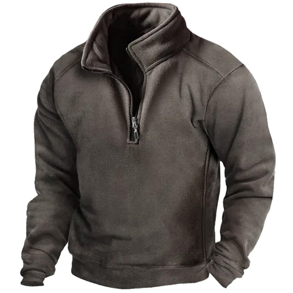 ZYXTIM Men's Quarter Zip Fleece Sweatshirt Long Sleeve Lightweight Fall Pullover Standing Collar Collar Casual Polo Sweater