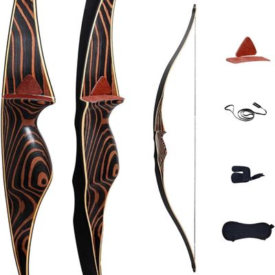 Deerseeker Outdoor Archery 54" Traditional Bow Hunting Longbow with Bamboo Core Limbs Handmade Recurve Bow RH/LH for Targeting Practice Shooting Youth & Adults Bow Set (15lb, Right Hand)