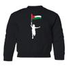 superhotapparel Free Palestine Palestinian Flag Pole Support Peace Youth Crewneck Sweatshirt (Black, Youth Medium) view 1