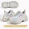 Niluber Chunky Sneakers for Women Platform Sneakers for Women Comfortable Casual Tennis Shoes Lace Up Fashion Walking Shoes(Silver Hologram,7) view 3