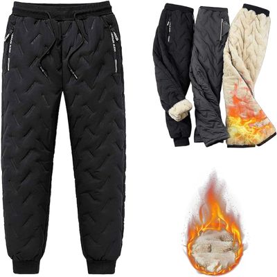 Ujicde Unisex Fleece Lined Sweatpants Active Outdoor Sports Jogger Pants Men Winter Warm Waterproof Lightweight Sweatpants (Color : Black-Jogging, Size : Large)