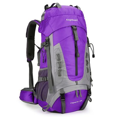 King'sGuard 60L Hiking Backpack for Men and Women Lightweight Camping Hiking Backpack with Rain Cover Large Waterproof Travel Backpack Backpacking Pack (Purple)