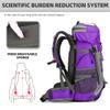 King'sGuard 60L Hiking Backpack for Men and Women Lightweight Camping Hiking Backpack with Rain Cover Large Waterproof Travel Backpack Backpacking Pack (Purple) view 2