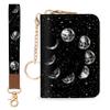 Blusabaca Credit Card Holder for Women, Moon Small RFID Blocking Wallet with Wristlet Strap, Keychain Zipper Women Wallet, Leather Card Case, Card Wallet Purse with Key Lanyard view 1