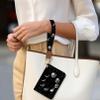 Blusabaca Credit Card Holder for Women, Moon Small RFID Blocking Wallet with Wristlet Strap, Keychain Zipper Women Wallet, Leather Card Case, Card Wallet Purse with Key Lanyard view 3