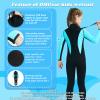 OMGear Kids Wetsuit 3mm Fullsuit for Children Neoprene Long Sleeves Swimsuits Thermal Dive Suits for Youth Boys Girls Scuba Diving Surfing Snorkeling Swimming Water Sports(Full/Light Blue,10) view 3