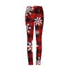 Women Christmas Holiday Leggings High Waisted Plaid Xmas Snowflake Print Legging Stretchy Butt Lifting Tights Pants Red view 3