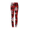 Women Christmas Holiday Leggings High Waisted Plaid Xmas Snowflake Print Legging Stretchy Butt Lifting Tights Pants Red view 4
