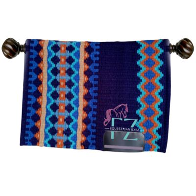 Angel Sales Western Classic Wool Saddle Blanket Show Pad for Horse Ridding (Light Sky Blue & Black) -FZ-01 (34 * 38)