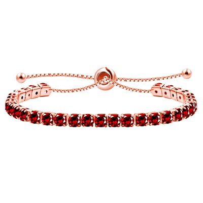 Uloveido Adjustable Tennis Bracelets for Women Red CZ Stone Bracelet Rose Gold Plated Hypoallergenic Slider Bracelet Jewelry Gift Y4043