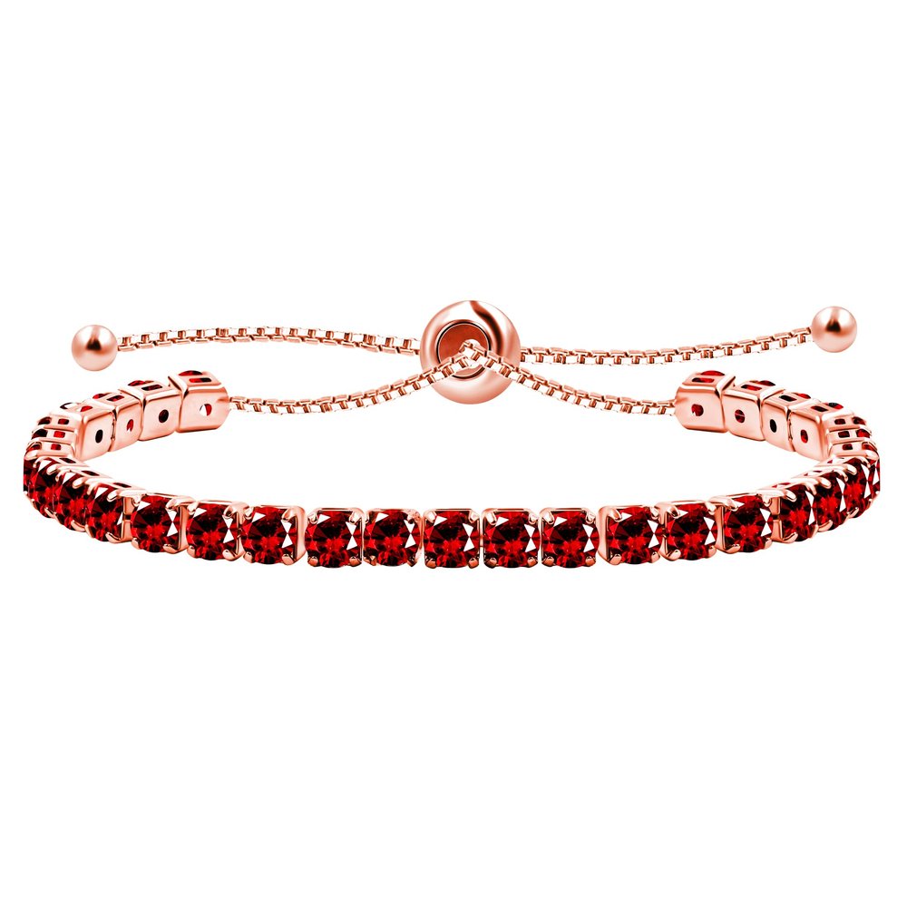 Uloveido Adjustable Tennis Bracelets for Women Red CZ Stone Bracelet Rose Gold Plated Hypoallergenic Slider Bracelet Jewelry Gift Y4043