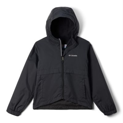 Columbia Youth Girls Toddler Rain-Zilla II Waterproof Rain Jacket, Black, 2T