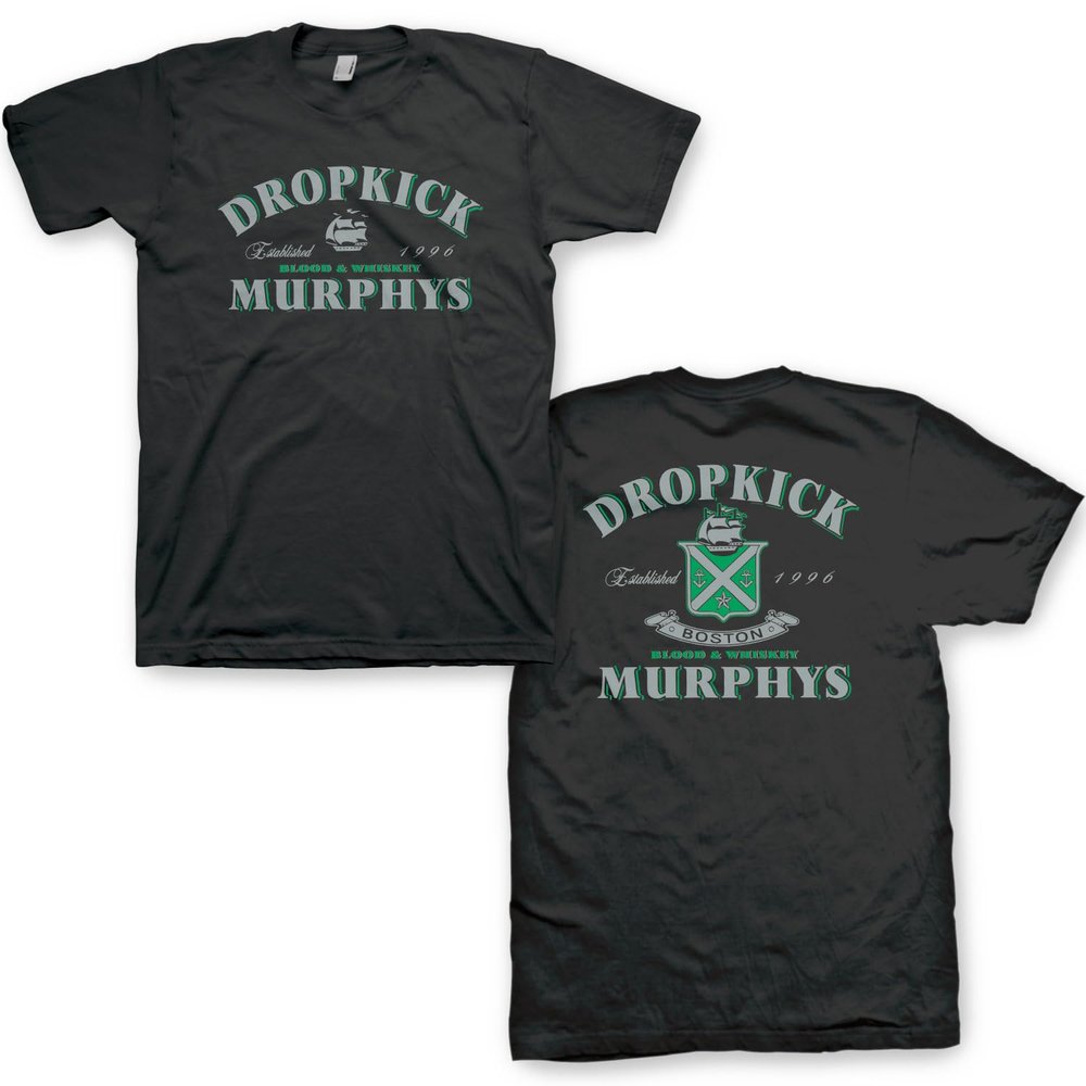 2Bhip Dropkick Murphys Blood & Whiskey Est. '96 Mens Black Short Sleeve T Shirt Celtic Punk Band Graphic Tees