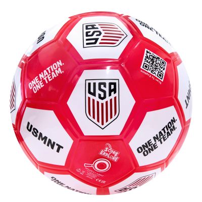 Score N' Explore Interactive Sound Ball | Light Up, Sound, and Counting Ball for Skills Training | U.S. Soccer USMNT Challenge Ball, Red