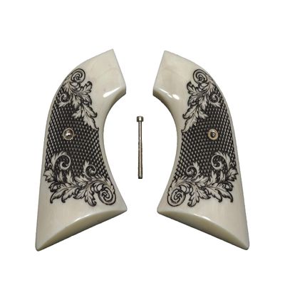 Faux Ivory Floral Checkered Ruger New Vaquero Grips
