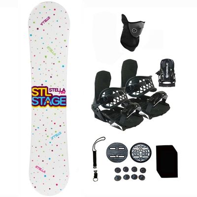 Symbolic Stella 140cm 144cm Snowboard and Black Bindings Package Leash, Stomp, Mask Women Girls Kids (144-Camber+XS Binding(Kid 1-6) rmt12)