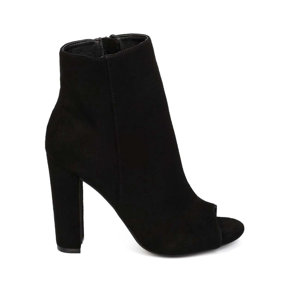 Wild Diva Morris-03 Women's Stylish Peep Toe Slouch Ankle Boots Chunky Stacked Heels Bootie Black Suede 10