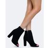 Wild Diva Morris-03 Women's Stylish Peep Toe Slouch Ankle Boots Chunky Stacked Heels Bootie Black Suede 10 view 2