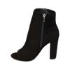 Wild Diva Morris-03 Women's Stylish Peep Toe Slouch Ankle Boots Chunky Stacked Heels Bootie Black Suede 10 view 4