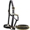 Country Pride Aurora Fancy Stitched Padded Leather Halter with Matching Lead (Brown, Cob) view 3