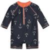 Gerber Baby Boys Toddler Long Sleeve One Piece Sun Protection Rashguard Swimsuit, Blue Anchor, 6-9 Months view 1