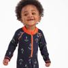 Gerber Baby Boys Toddler Long Sleeve One Piece Sun Protection Rashguard Swimsuit, Blue Anchor, 6-9 Months view 3