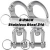 Faneta Stainless Steel 316 Swivel Eye Snap Shackle - Marine Grade Quick Release Jaw Swivel Sailboat Shackles - Marine Boat Sailing Rigging - for SCBA Mask & Spinnaker Halyard - Pack of 2 (2.75 inch) view 2