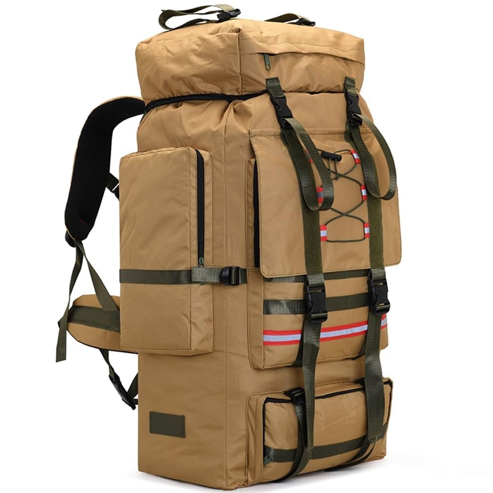 ILOOXI 130L Hiking Backpack Men Women Mountain Camping Backpack Lightweight Daypack Travel Backpacks Waterproof Outdoor Day Pack (Color : Khaki, Size : 130L)