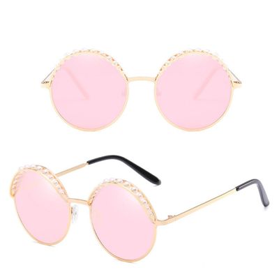 HPIRME Pearls Round Sunglasses Women Female Mirror Eyewear Ladies,3,One size