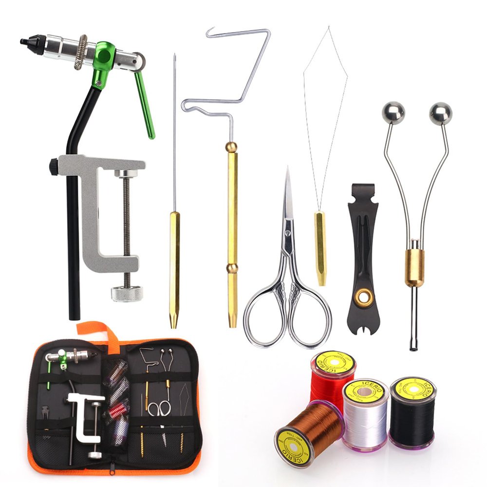 Lixada Fly Tying Tools Kit Fly Tying Threader Needle Whip Finisher Scissors Fly Tying Tools Combo Kit for Flying Fishing Professionals Beginners
