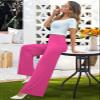Arolina Women's Stretchy Wide Leg Palazzo Lounge Pants Casual Comfy High Waist Palazzo Pants Hotpink view 3