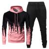 Men's Hoodies Tracksuit Gradient Color Long Sleeve Sweatshirts Jogger Pant 2 Piece Outfits Fall Jogging SweatsuitsOff The Shoulder Sweatshirt Tops For Men Pullover Men,(Pink,L) view 1