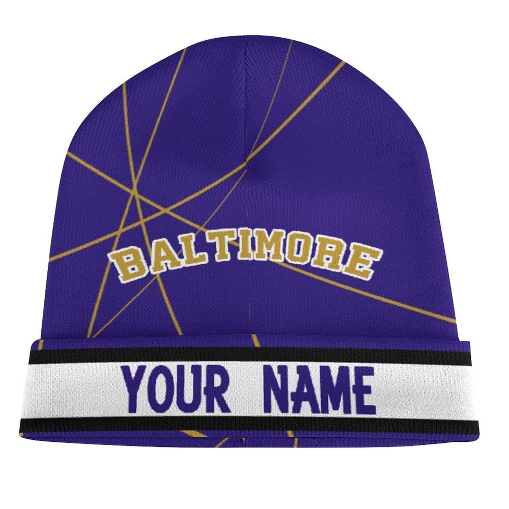 Baltimore Custom Beanie, Add Personalized Name Knit Hat for Women Men, Sports Stylish Winter Wear, Gift for Fans