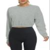 Bestisun Long Sleeve Workout Crop Tops Dance Gym Shirt Yoga Sports Clothes for Women Heather Gray S view 1