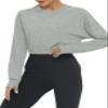 Bestisun Long Sleeve Workout Crop Tops Dance Gym Shirt Yoga Sports Clothes for Women Heather Gray S view 4