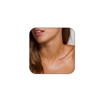 Wonlte Gold Initial Necklaces for Women Trendy, Dainty 14K Gold Plated A Initial Necklace Cute Heart Pendant Choker Necklace Simple Personalized Monogram Name Necklace Gold Jewelry Necklace for Gift