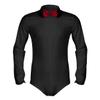 Sinleey Men's Ballroom Latin Ballet Dance Shirt Long Sleeve Stage Performance Costume Bowtie Leotard Black Large view 4