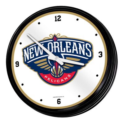 The Fan-Brand NBA New Orleans Pelicans: Retro Lighted Wall Clock- Sports Decor for Home, Game Room, Fan Cave & Garage - USA Made