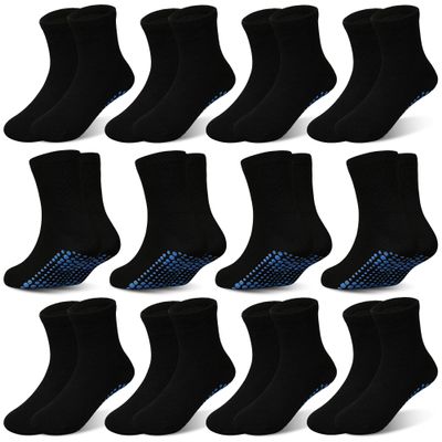 ELUTONG Non Slip Grip Socks Kids Anti-Skid Socks 12 Pairs for 1-7T Baby Toddler Boys and Girls