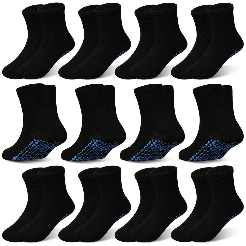 ELUTONG Non Slip Grip Socks Kids Anti-Skid Socks 12 Pairs for 1-7T Baby Toddler Boys and Girls