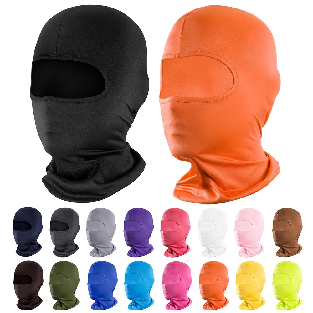 Pukavt 2 Pack Ski Mask Balaclava Shiesty, Motorcycle UV Protection for Men Women, Windproof Scarf for Snowboard Cycling Black/Orange