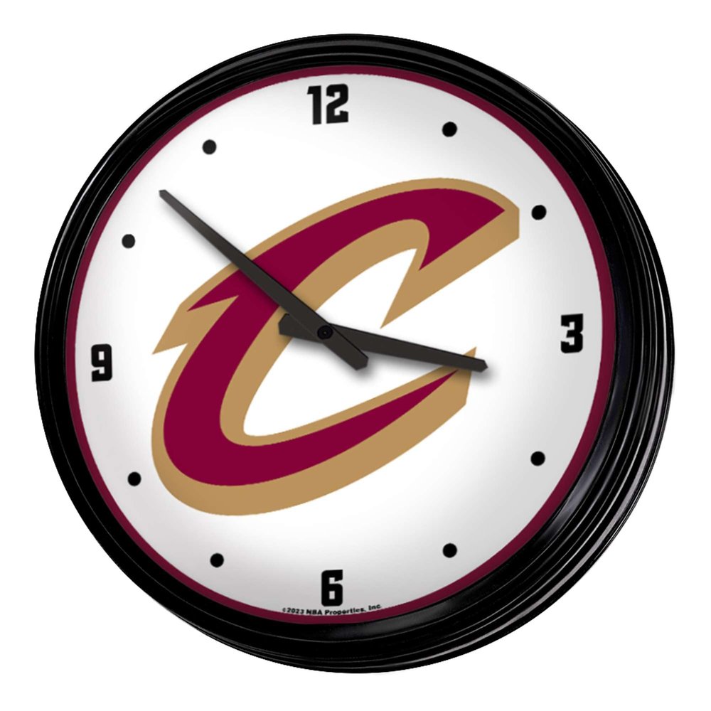The Fan-Brand NBA Cleveland Cavaliers: Retro Lighted Wall Clock- Sports Decor for Home, Game Room, Fan Cave & Garage - USA Made