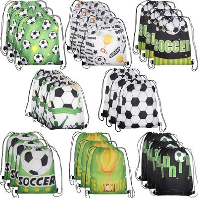 Aikelai 24pcs Soccer Goodie Bags,Soccer Party Favors Bags,Drawstring Bag Soccers Birthday Party Supplies