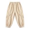 JWWN Little Boys Cargo Jogger Pants Toddler Kids Multi Pocket Twill Casual Trousers with Elastic Hem (Beige,4Years) view 1